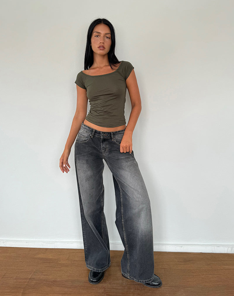 Image de Charya Off The Shoulder Top in Olive