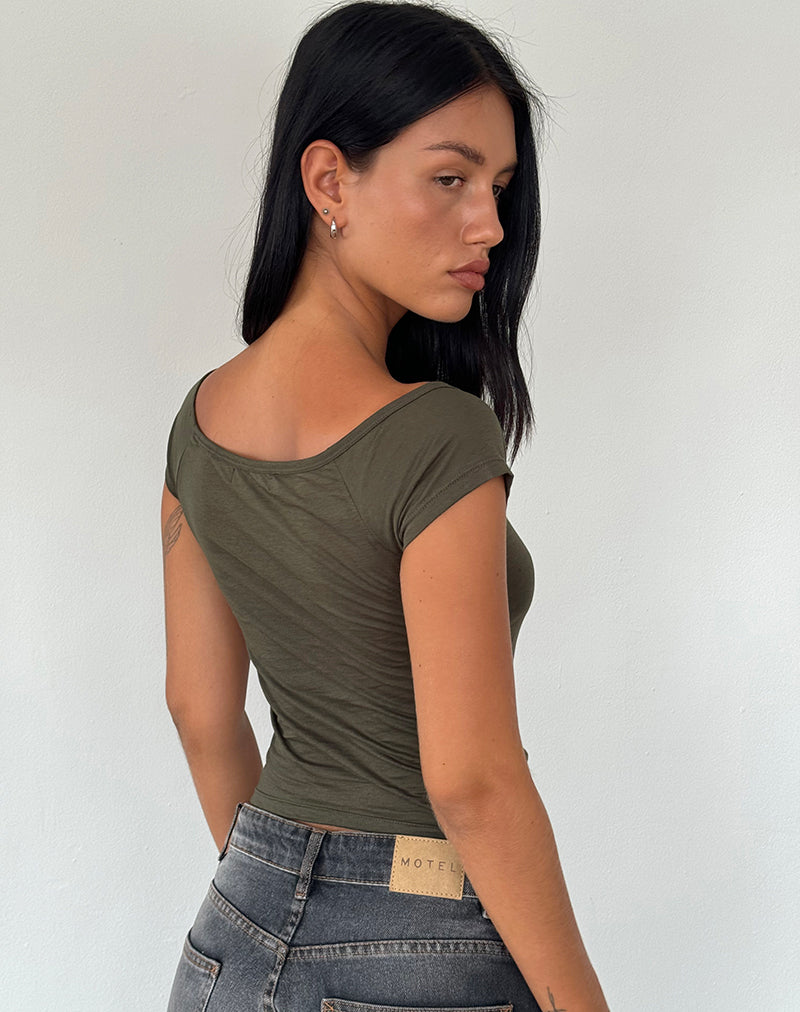 Image de Charya Off The Shoulder Top in Olive