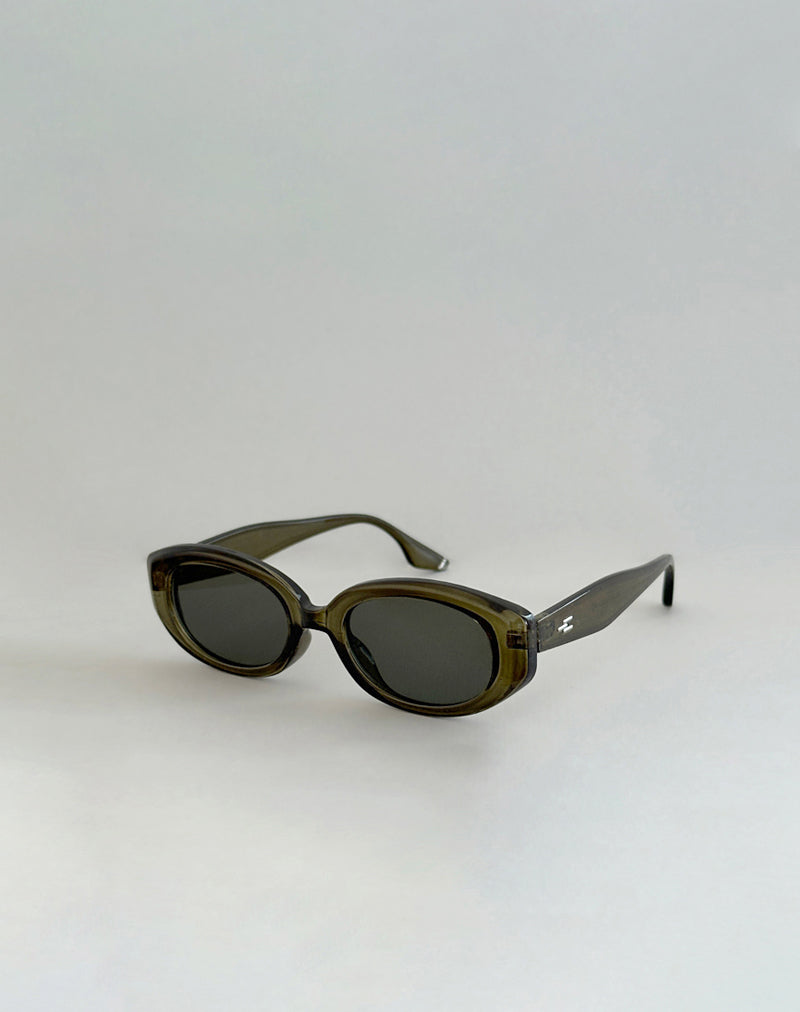 Lunettes de soleil Chelonia ovales en olive foncé