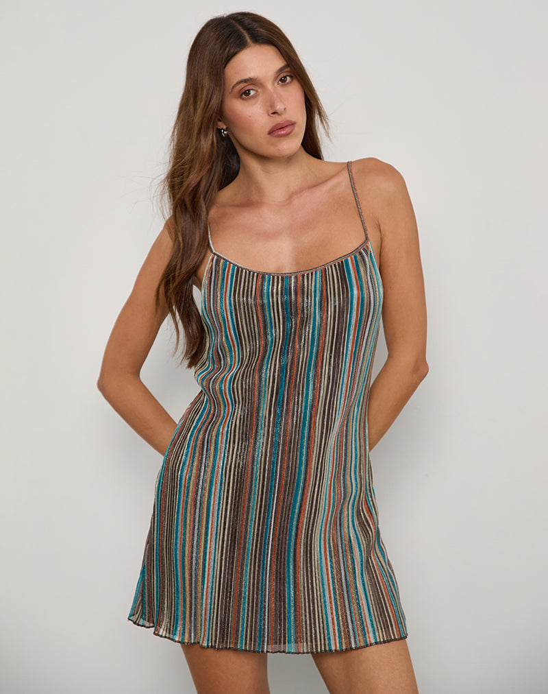 Mini robe Cheria, Shimmer Plisse Blue Brown