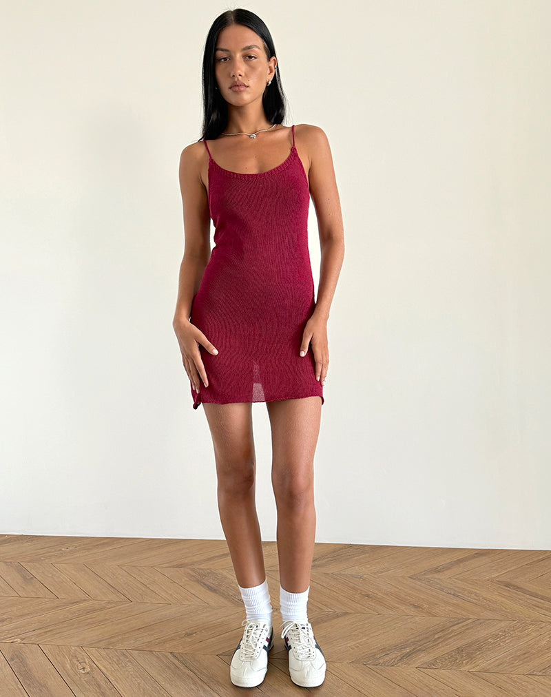 Mini robe Chiara en maille transparente rouge