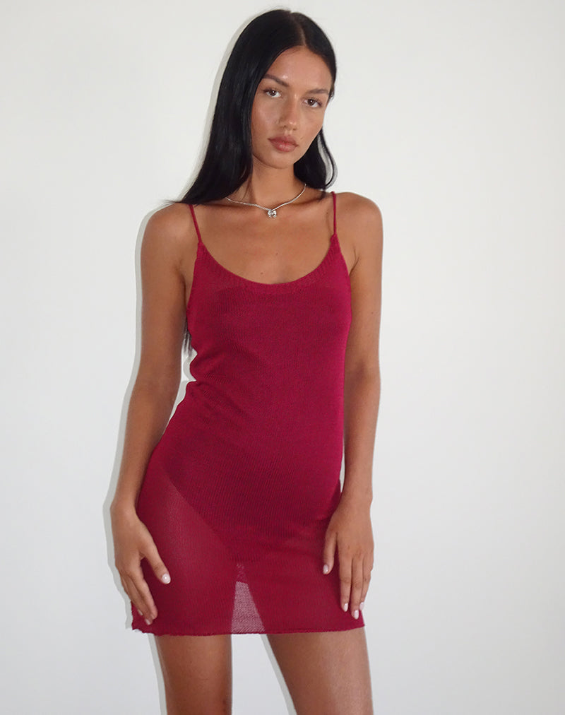 Image de Mini robe Chiara en maille transparente rouge