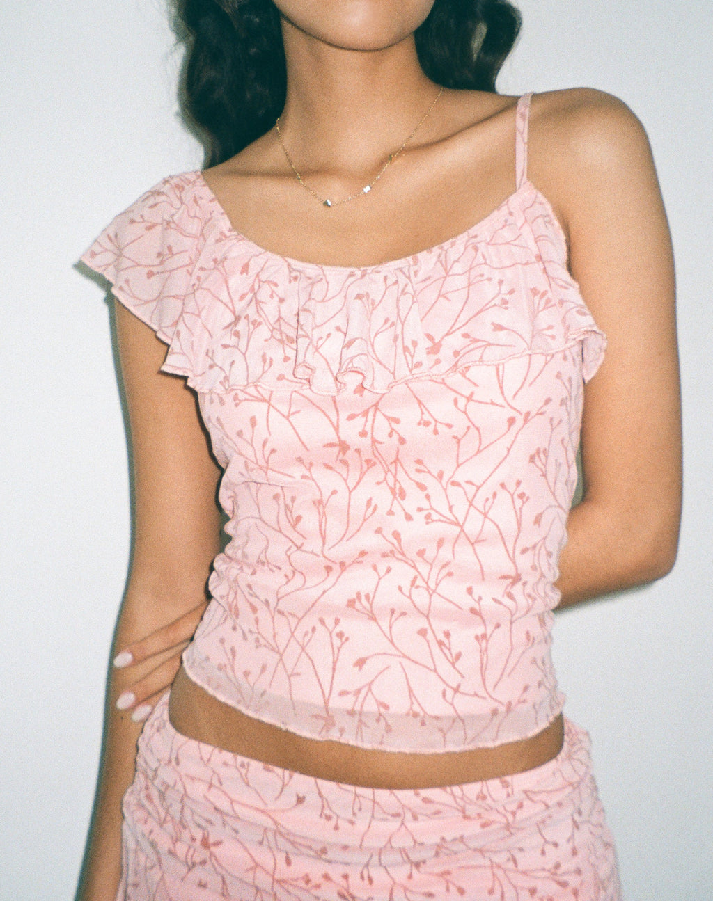 Chira - Top cami asymétrique - Shadow Floral Pink