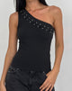 Image de Chivago Cross Lace Up One Shoulder Top in Jersey Black
