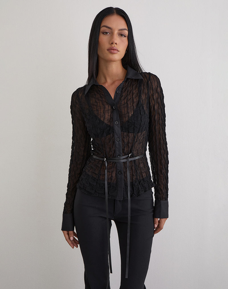 Chemise Christabel en maille texturée Noir