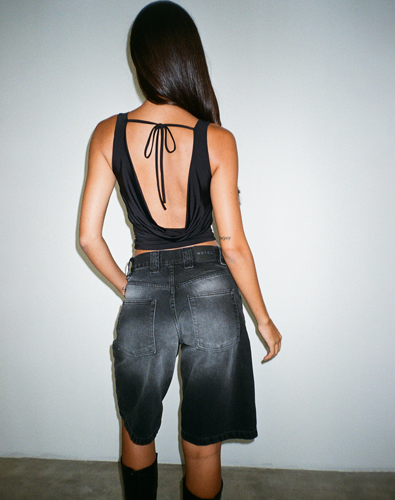 Image de Chuya Cowl Back Top in Slinky Black