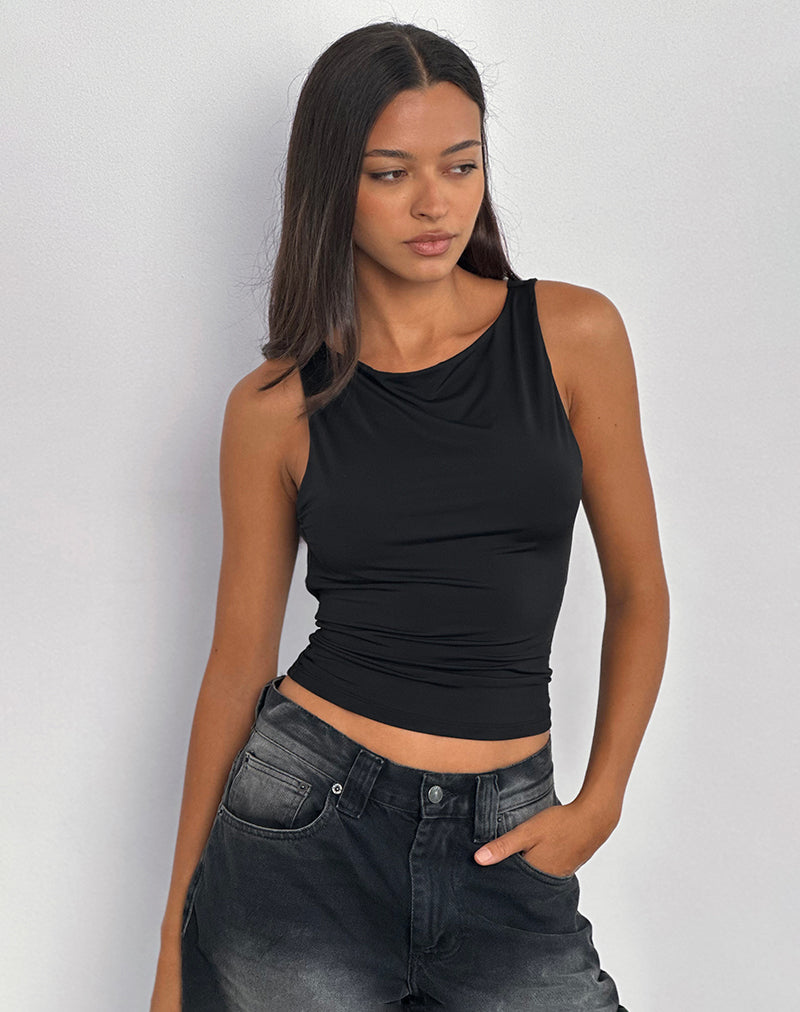 Image de Chuya Cowl Back Top in Slinky Black