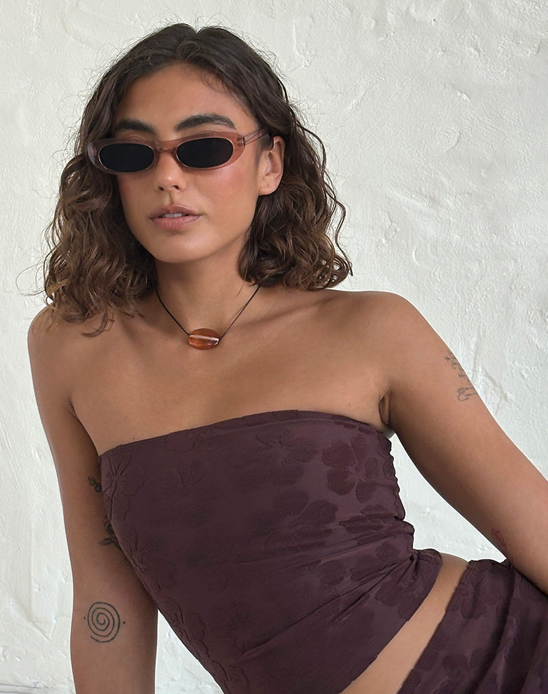 Lunettes de soleil Cinida Rectangle en rose opaque