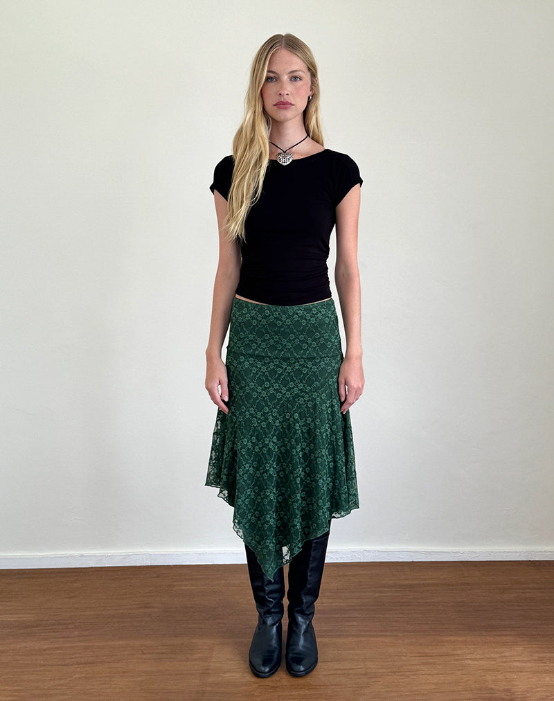 Image de Cinta Midi Skirt in Sage Canina Rose Lace