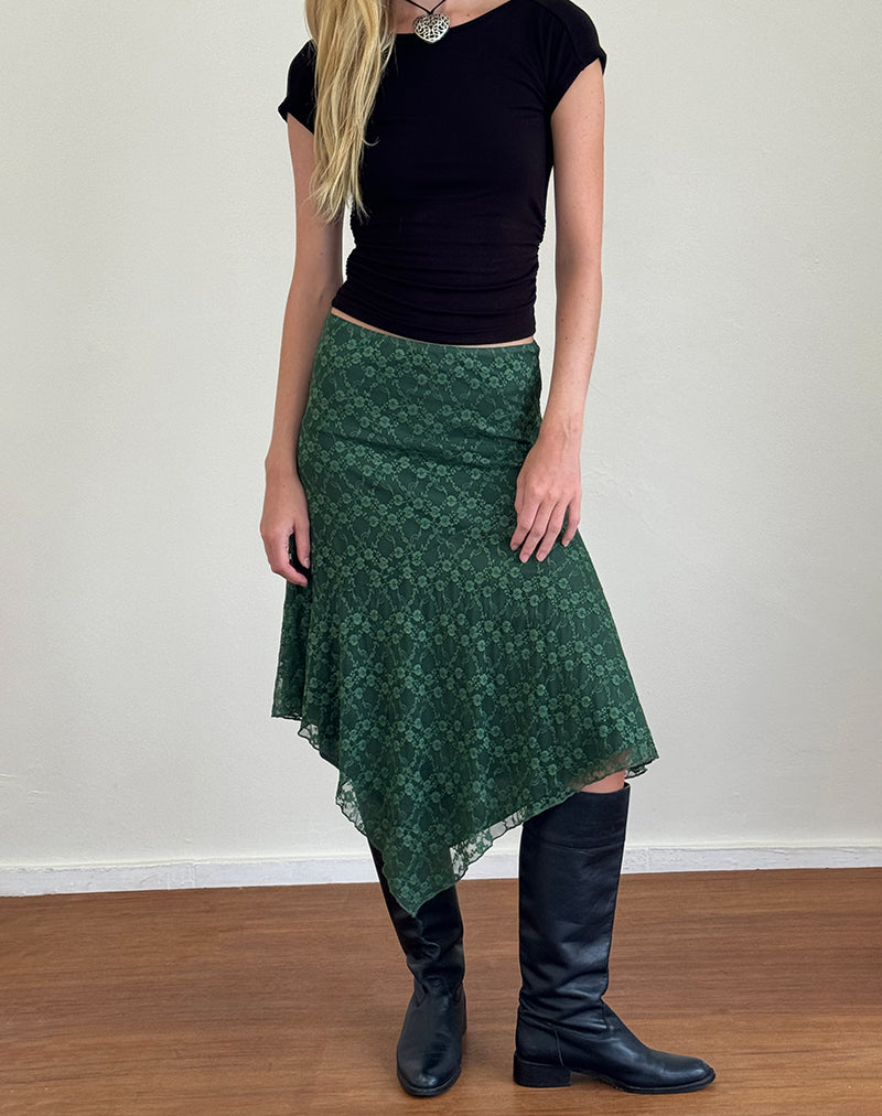Jupe midi Cinta, Sage Canina Rose Lace