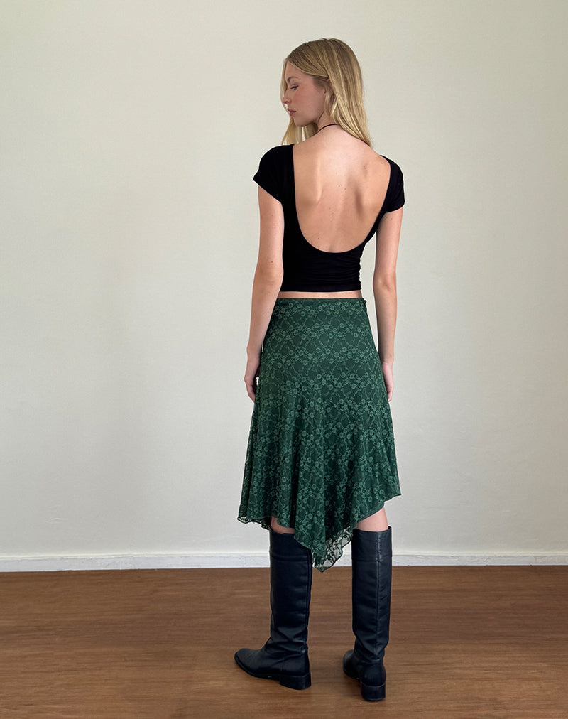 Image de Cinta Midi Skirt in Sage Canina Rose Lace