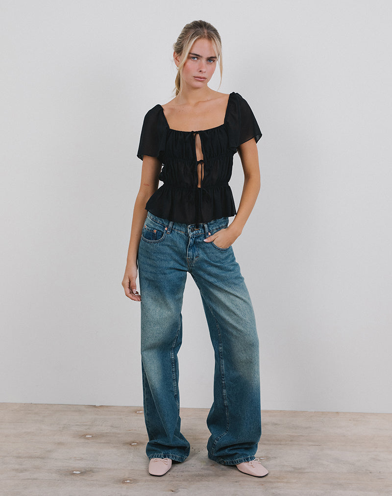 Image de Cintan Tie Front Top in Black