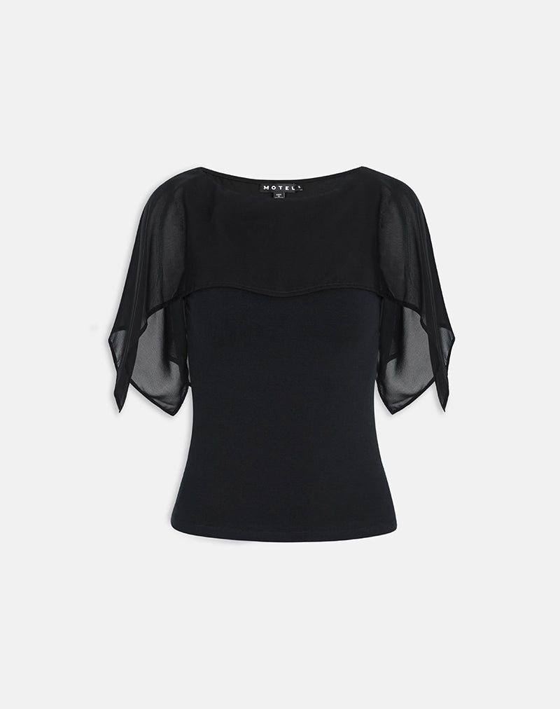 Image de Cirata Top in Rayon Jersey Chiffon Black
