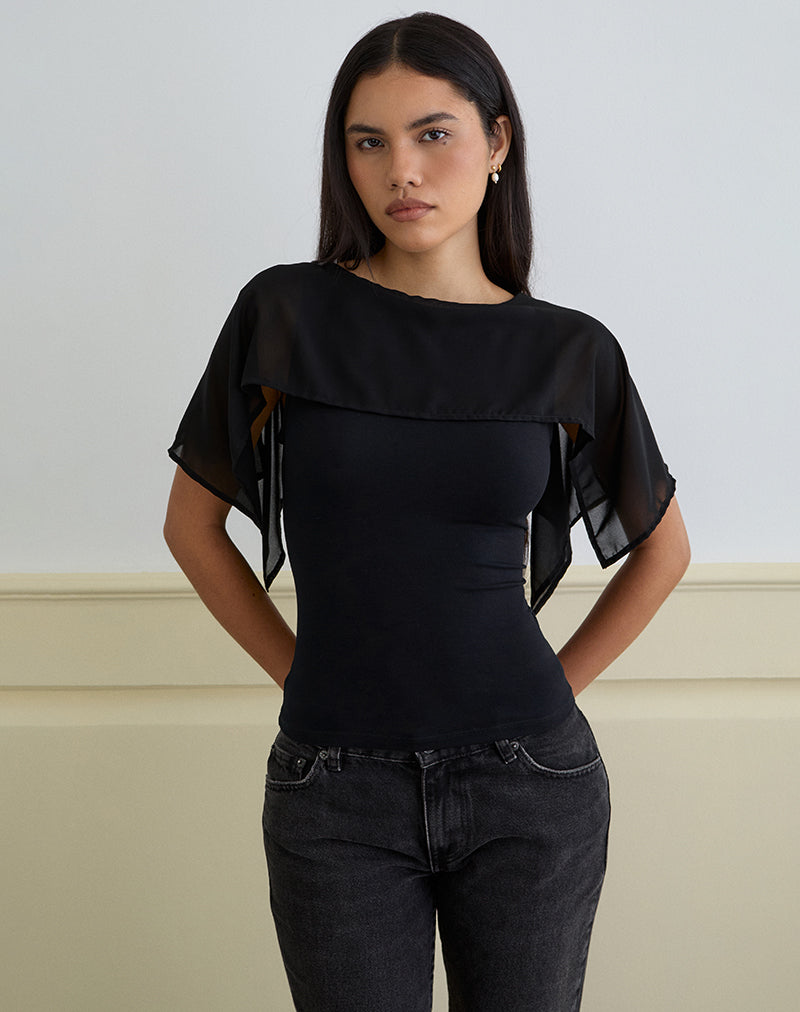 Image de Cirata Top in Rayon Jersey Chiffon Black