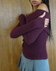 Image de Circe - Pull bardot en tricot - Bourgogne