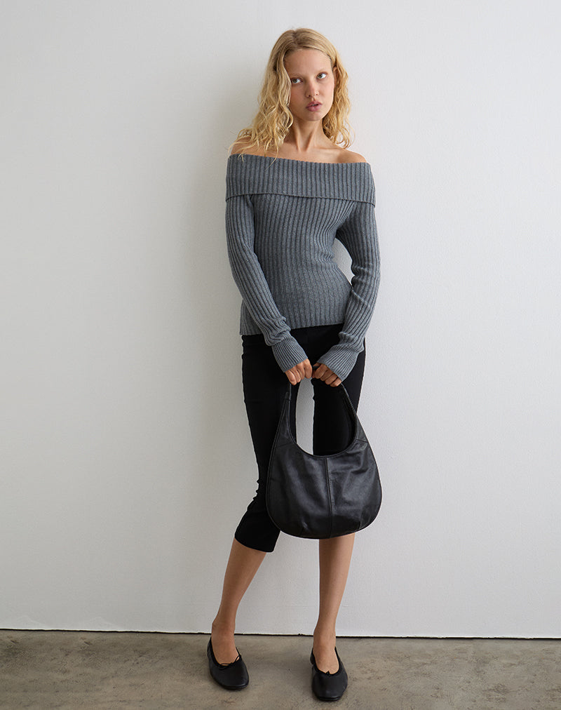 Image de Circe Jumper Bardot en tricot gris