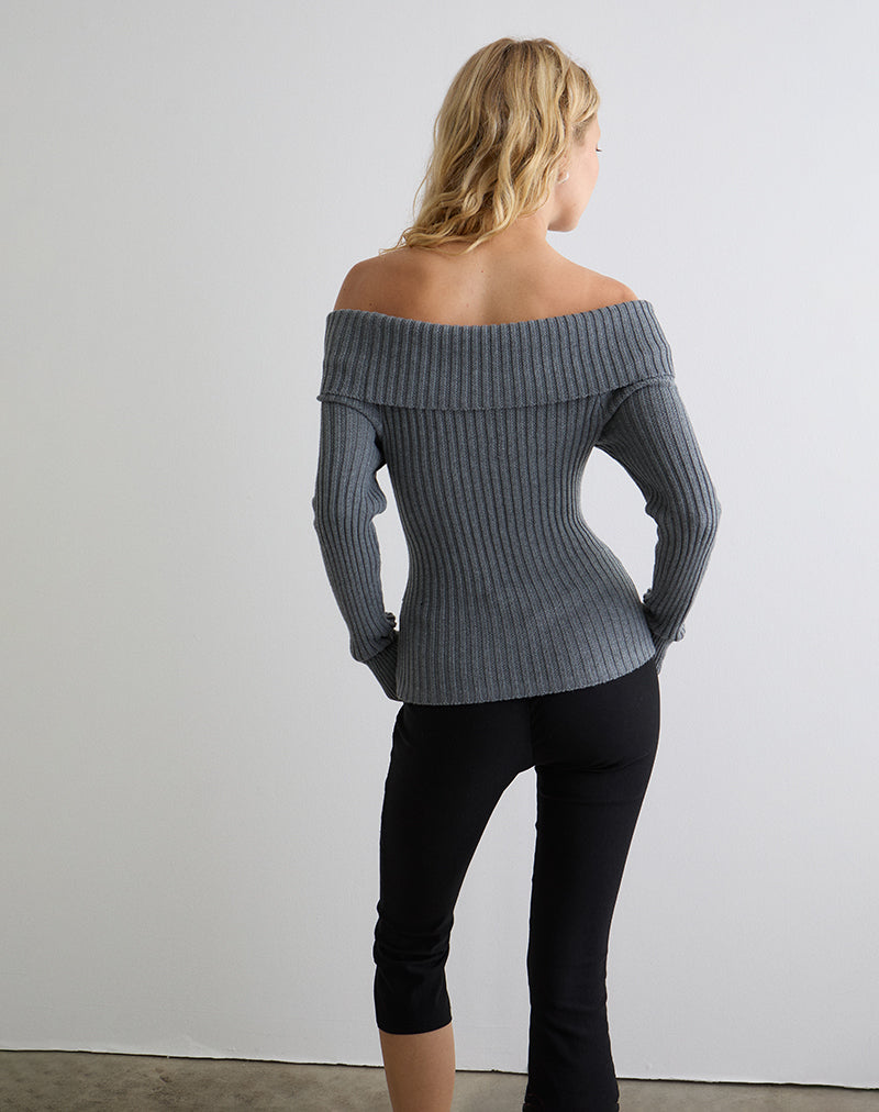 Image de Circe Jumper Bardot en tricot gris