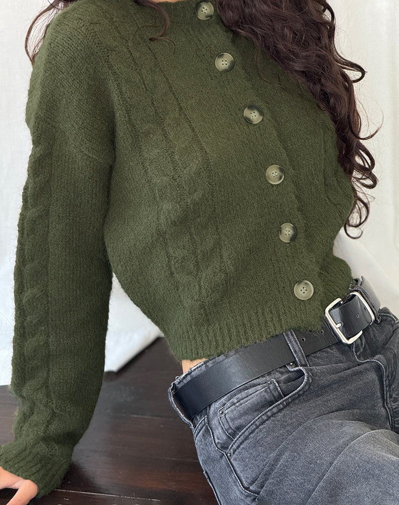 Image de Claire Knit Cardigan in Forest Green