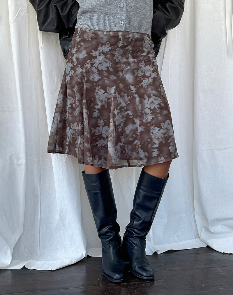 Jupe midi Clarita, Botanical Shadow Brown