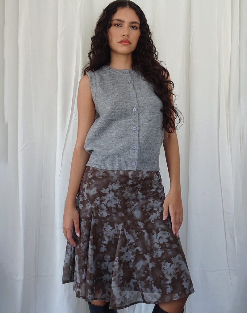 Jupe midi Clarita, Botanical Shadow Brown