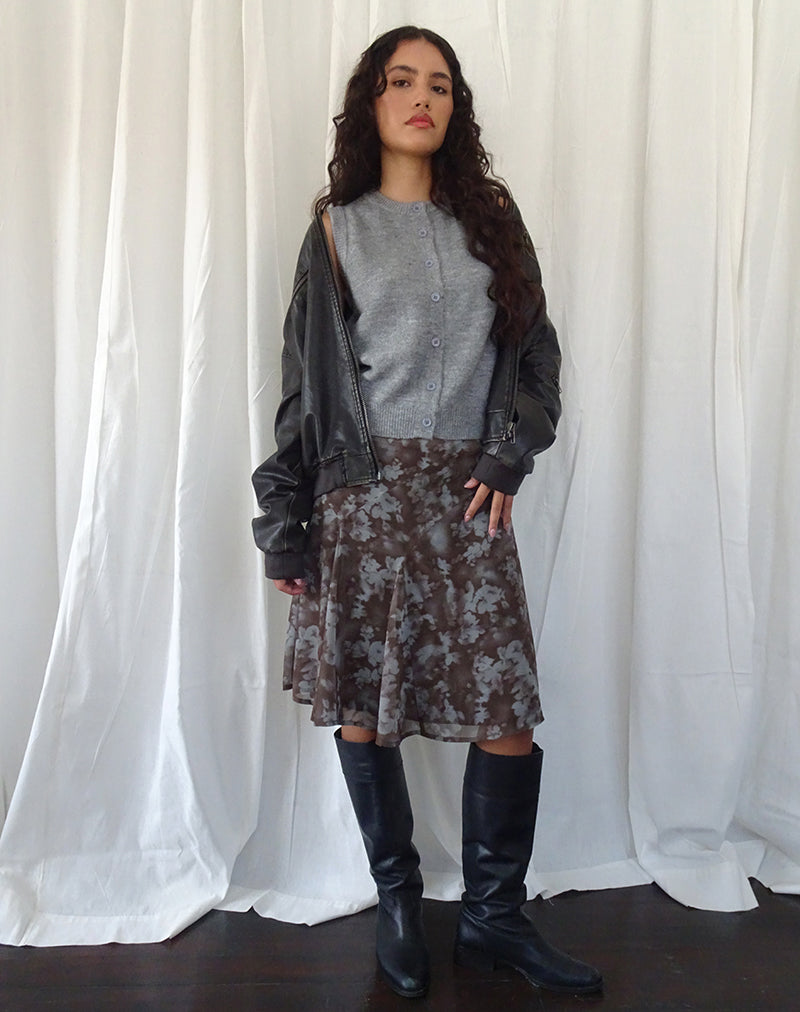 Image de la jupe midi Clarita en Botanical Shadow Brown