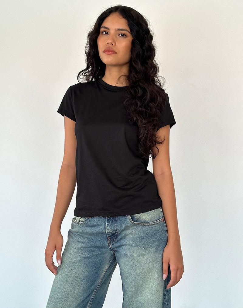 Image de Clio Baggy Tee in Black Tissue Jersey