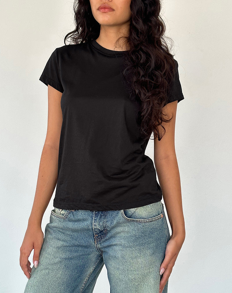 Image de Clio Baggy Tee in Black Tissue Jersey