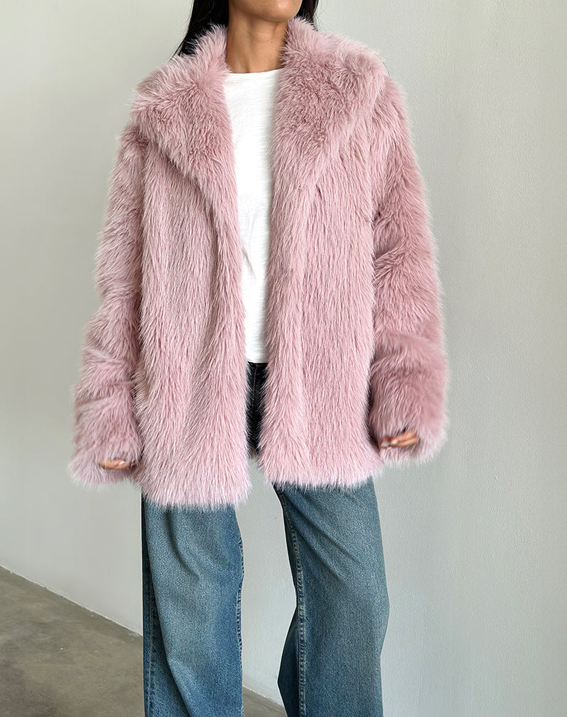 Image de la veste Lupita en fausse fourrure Dusty Pink