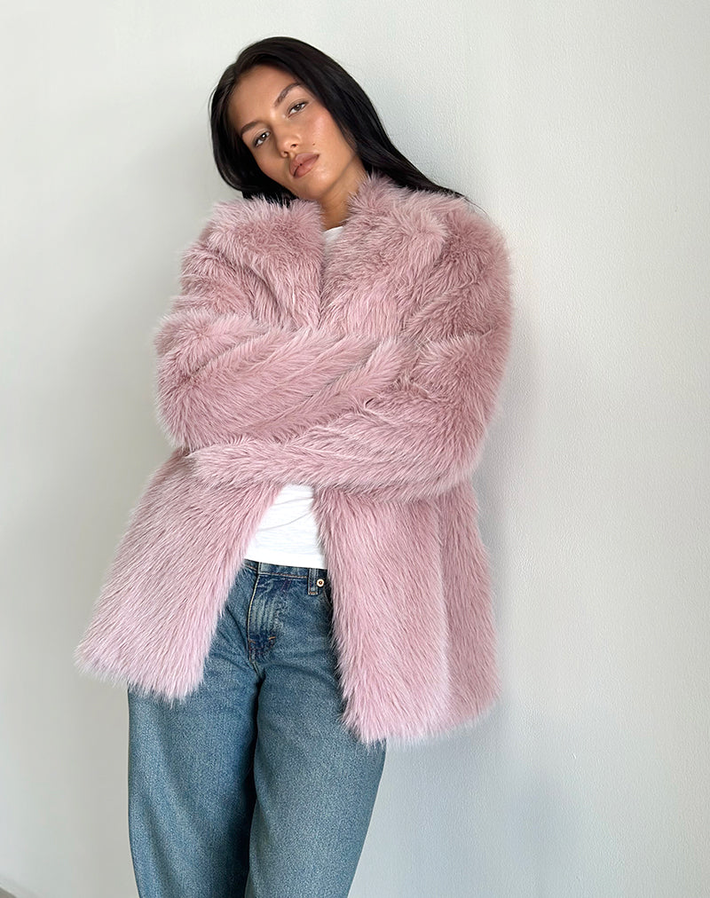 Image de la veste Lupita en fausse fourrure Dusty Pink