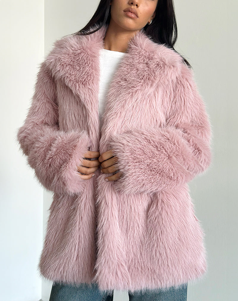 Veste Lupita en fausse fourrure Dusty Pink