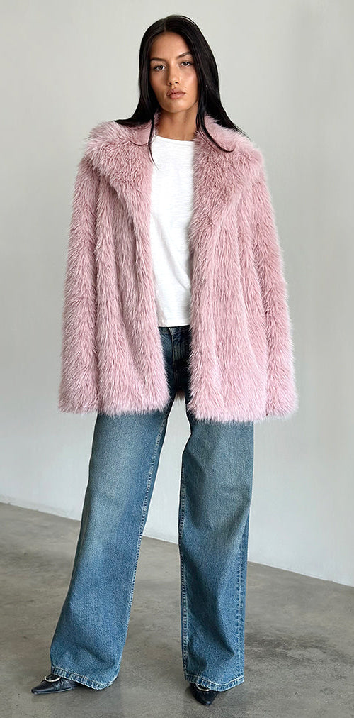 Image de la veste Lupita en fausse fourrure Dusty Pink