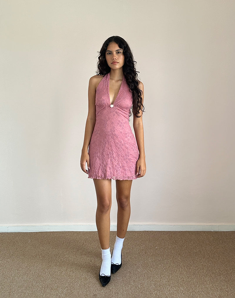Image de Codami Mini robe dos nu en dentelle Dusty Rose