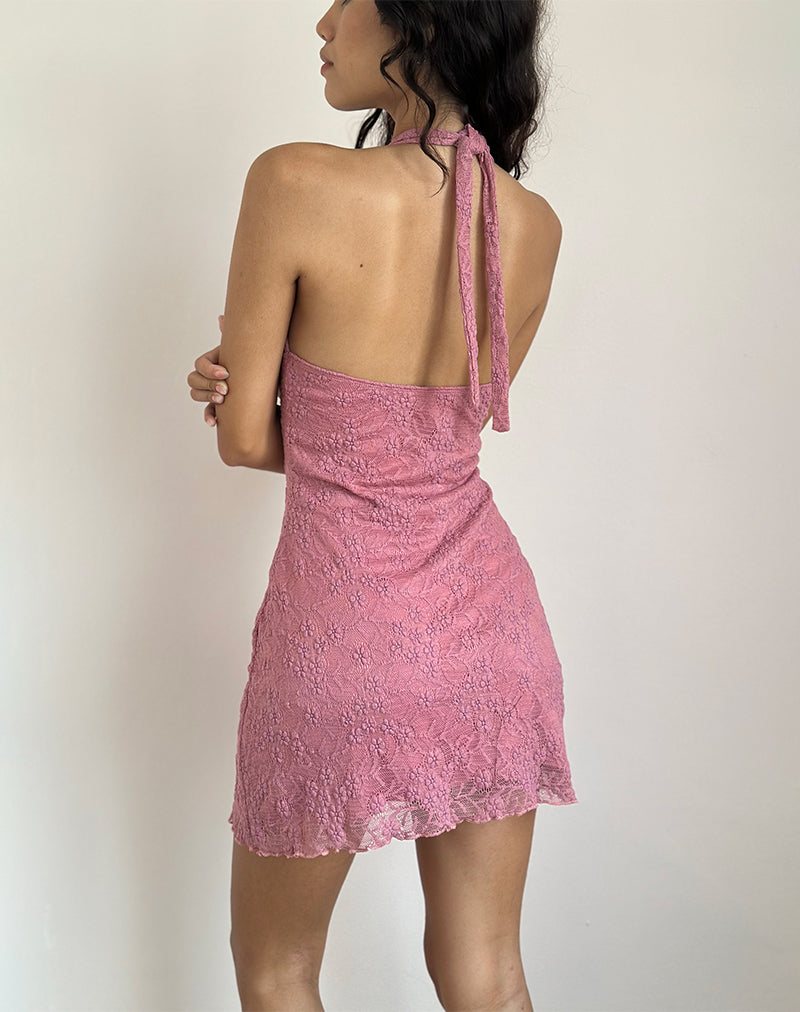 Image de Codami Mini robe dos nu en dentelle Dusty Rose