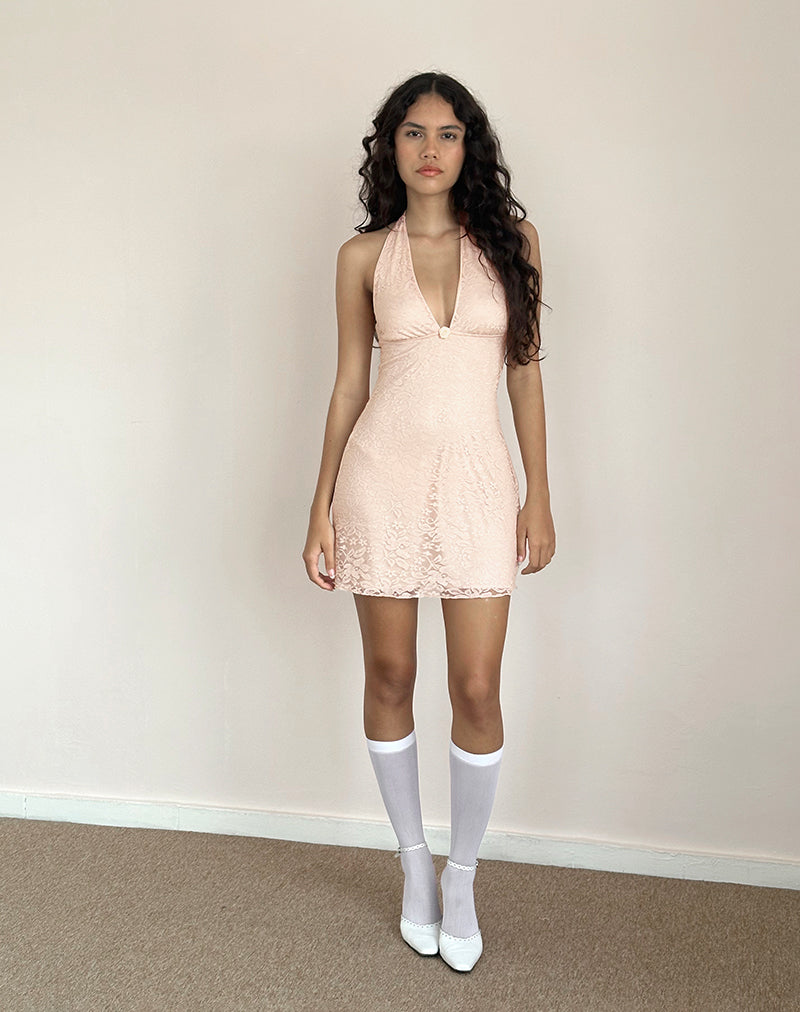 Image de Codami Mini robe dos nu en dentelle Lotus Pink