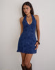 Image of Codami Halterneck Mini Dress in Sequin Knit Navy