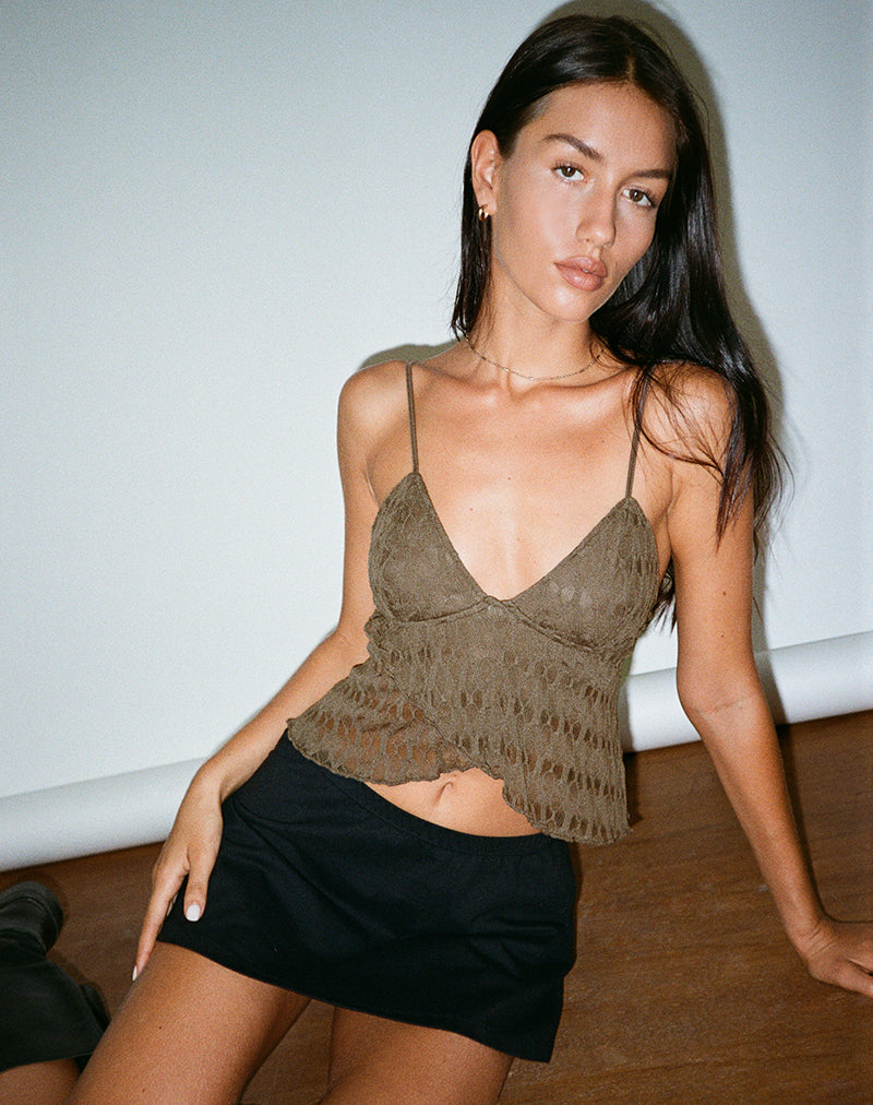 Image de Cojira Cami Top in Textured Knit Mocha Brown