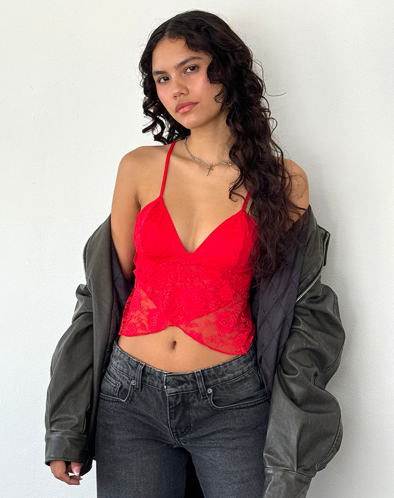 Top papillon en dentelle Cojira, Big Rose Red
