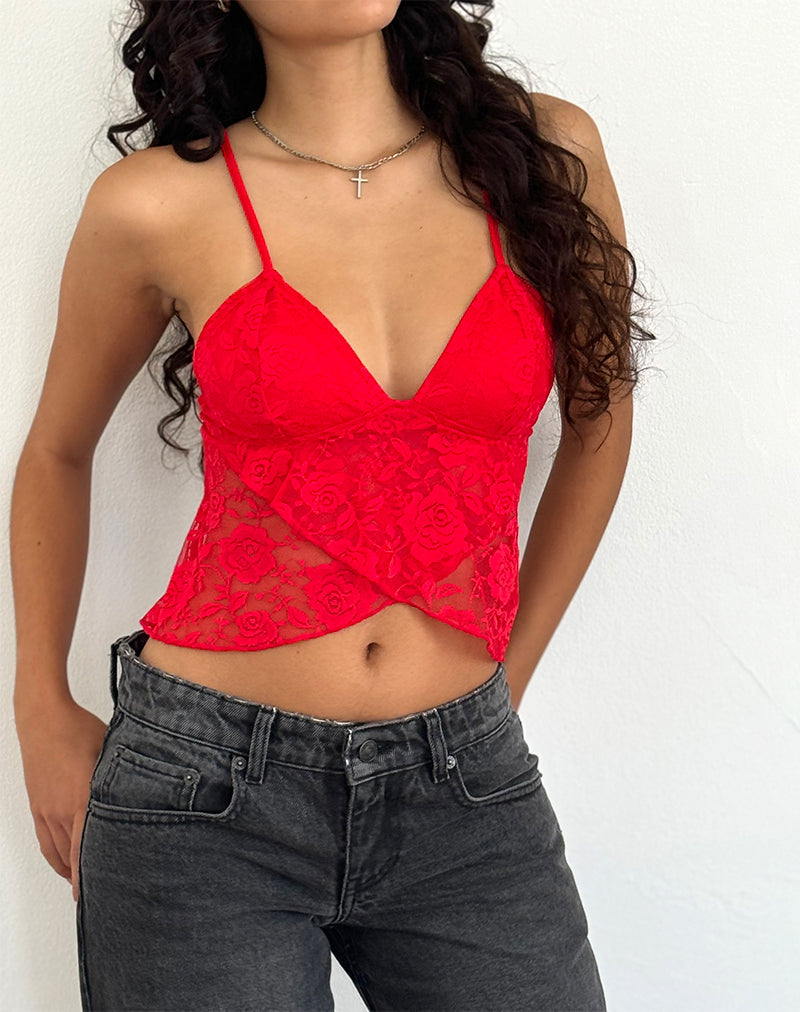 Top papillon en dentelle Cojira, Big Rose Red
