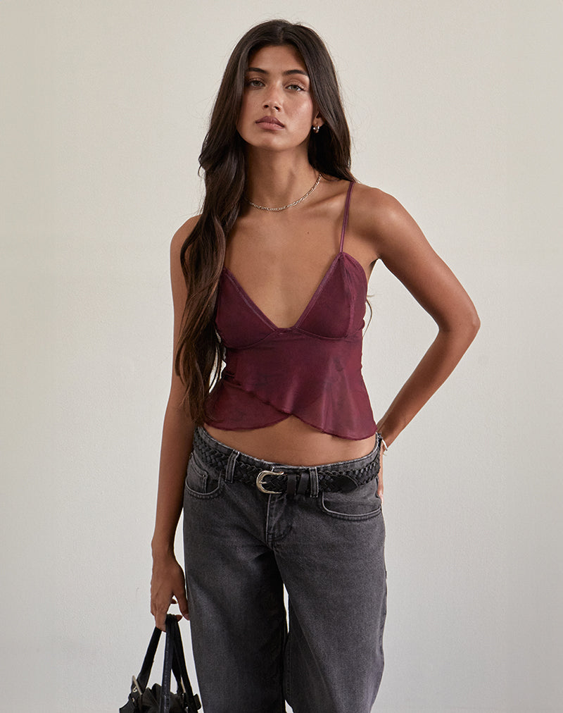 Image de Cojira Mesh Butterfly Top in Tonal Burgundy Paisley