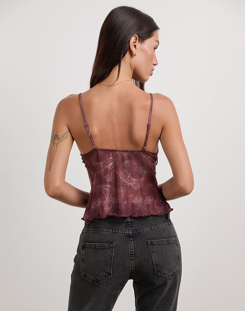 Image de Cojira Top in Mesh Tonal Paisley Plum