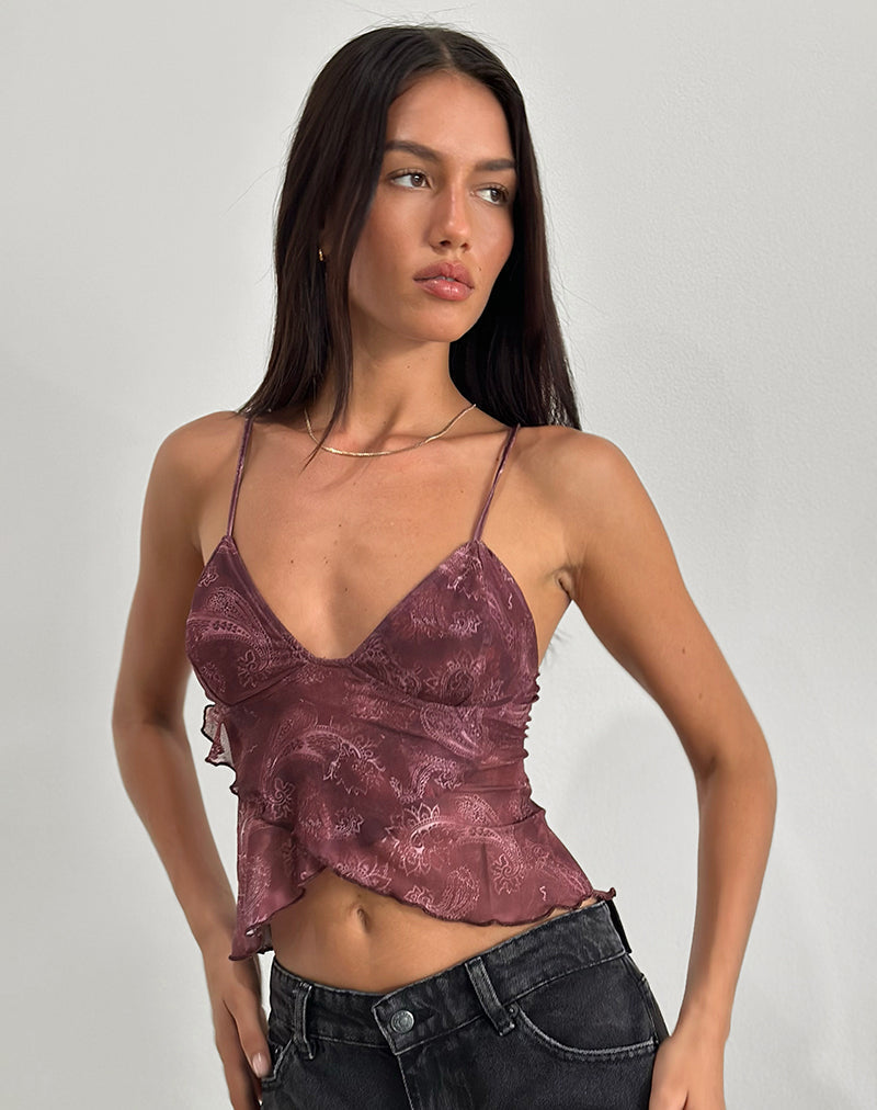 Top Cojira en maille tonal Paisley Plum