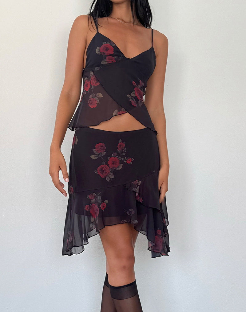 Image de Cojira Mesh Butterfly Top in Vintage Roses Black