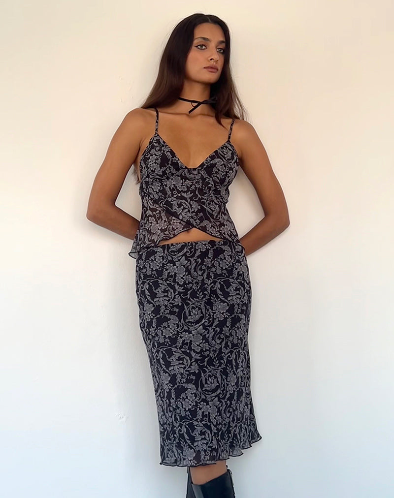 Image de Cojira Mesh Butterfly Top in Black Baroque Print