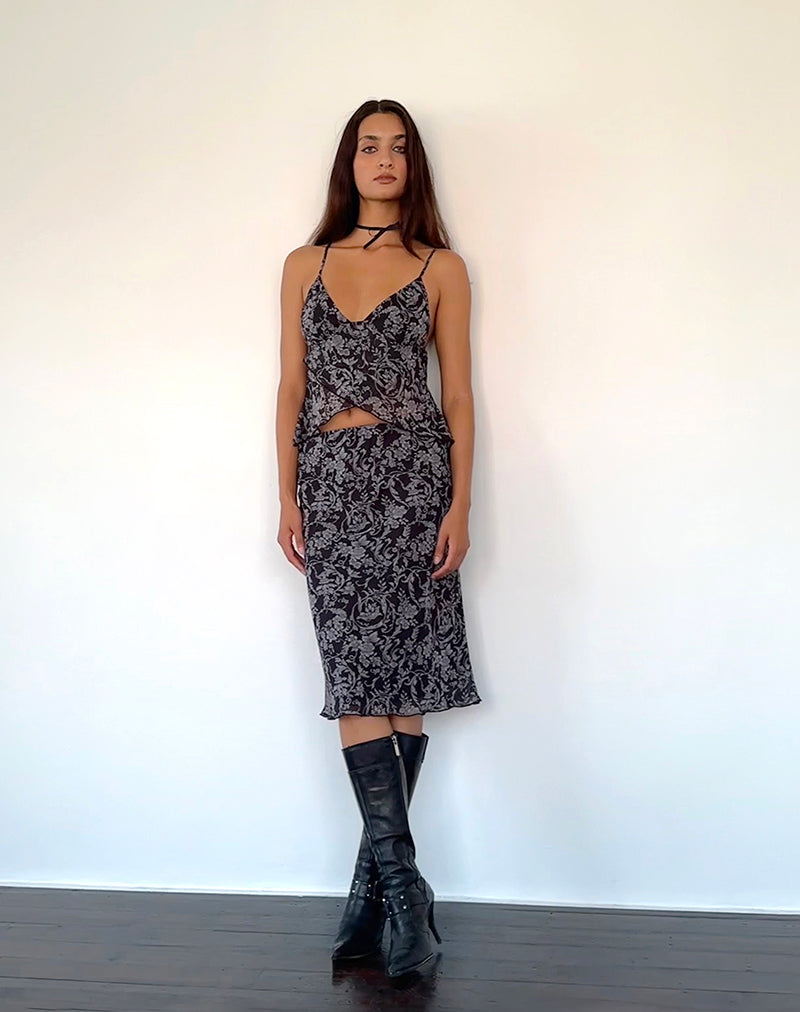Image de Cojira Mesh Butterfly Top in Black Baroque Print