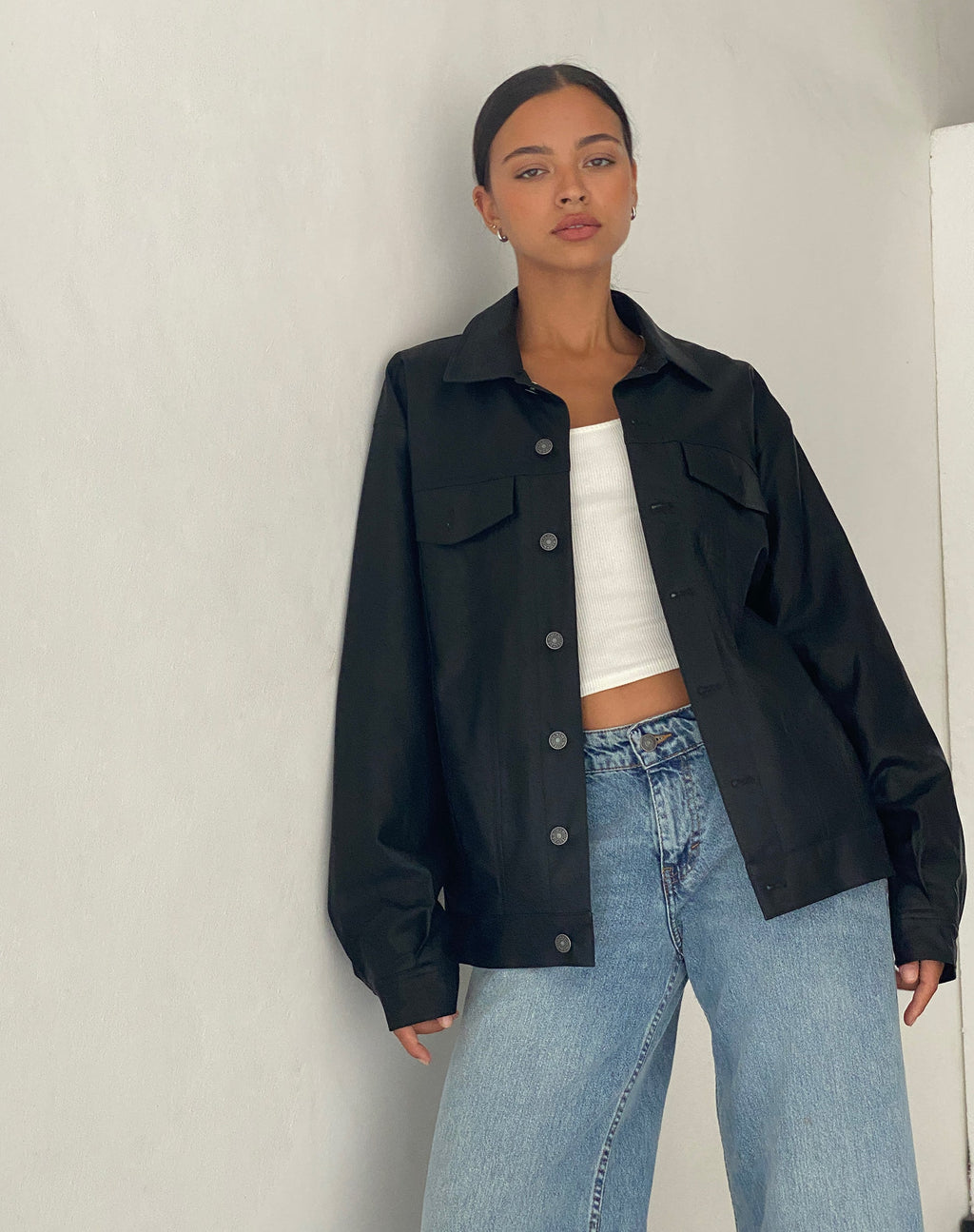 Veste oversize Colleen en PU noir