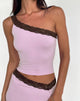Image de Cordia One Shoulder Top in Lavender with Bitter Chocolate Lace