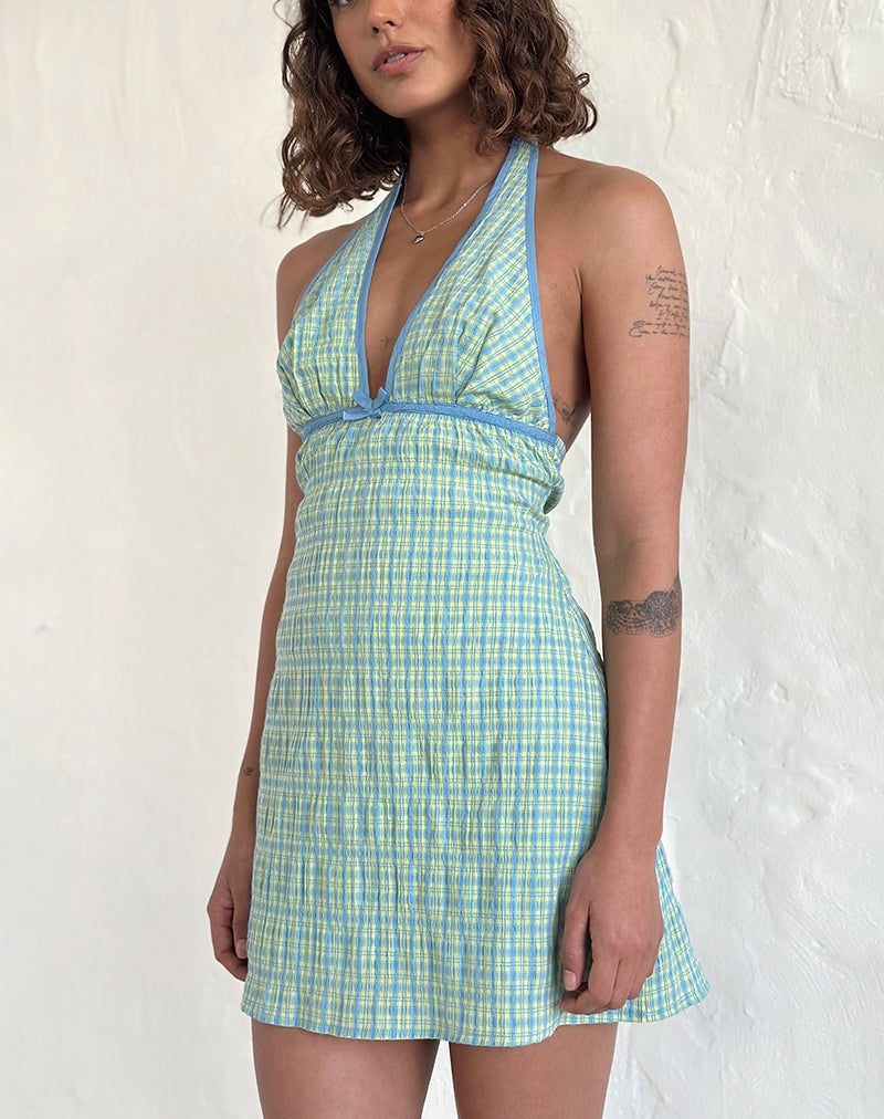 Image de Corla Mini Dress in Check Green