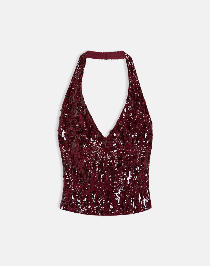 Image de Cosio Halter Top in Mix Sequin Red