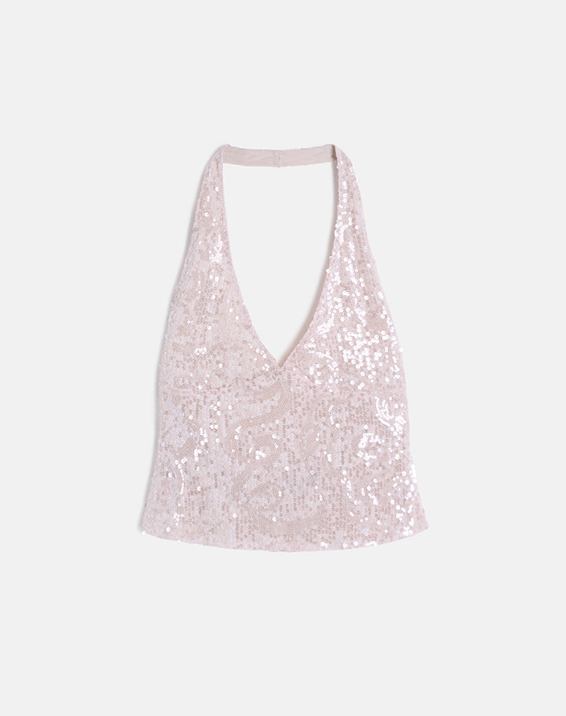 Image de Cosio Halter Top in Sequin Baby Pink