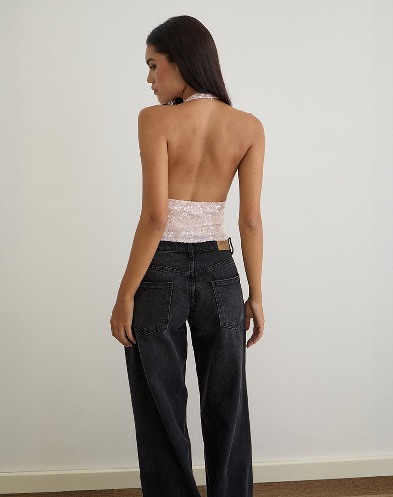 Image de Cosio Halter Top in Sequin Baby Pink